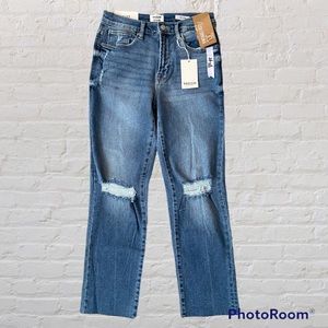 NWT KENSIE Vintage Luxe The Slim High Rise Distressed Raw Hem Womens Jeans
